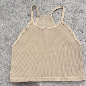 FP Movement by Free People Ribbed Beige Tank Top